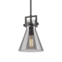 Innovations Lighting Newton Cone 8" Wide Mini Pendant Matte Black / Plated Smoke