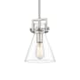 Innovations Lighting Newton Cone 8" Wide Mini Pendant Satin Nickel / Clear