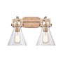 Innovations Lighting Newton Cone 2 Light 17" Wide Vanity Light Brushed Brass / Clear