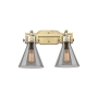 Innovations Lighting Newton Cone 2 Light 17" Wide Vanity Light Brushed Brass / Plated Smoke