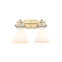 Innovations Lighting Newton Cone 2 Light 17" Wide Vanity Light Brushed Brass / Matte White