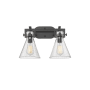 Innovations Lighting Newton Cone 2 Light 17" Wide Vanity Light Matte Black / Seedy