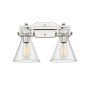 Innovations Lighting Newton Cone 2 Light 17" Wide Vanity Light Polished Nickel / Clear