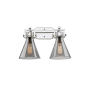 Innovations Lighting Newton Cone 2 Light 17" Wide Vanity Light Polished Nickel / Plated Smoke