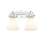 Innovations Lighting Newton Cone 2 Light 17" Wide Vanity Light Polished Nickel / Matte White