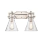 Innovations Lighting Newton Cone 2 Light 17" Wide Vanity Light Satin Nickel / Clear