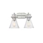 Innovations Lighting Newton Cone 2 Light 17" Wide Vanity Light Satin Nickel / Seedy