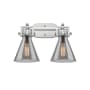 Innovations Lighting Newton Cone 2 Light 17" Wide Vanity Light Satin Nickel / Plated Smoke