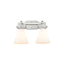 Innovations Lighting Newton Cone 2 Light 17" Wide Vanity Light Satin Nickel / Matte White