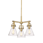 Innovations Lighting Newton Cone 3 Light 21" Wide Multi Light Pendant Brushed Brass / Clear
