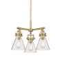 Innovations Lighting Newton Cone 3 Light 21" Wide Multi Light Pendant Brushed Brass / Seedy