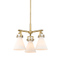 Innovations Lighting Newton Cone 3 Light 21" Wide Multi Light Pendant Brushed Brass / Matte White