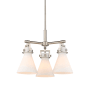 Innovations Lighting Newton Cone 3 Light 21" Wide Multi Light Pendant Satin Nickel / Matte White