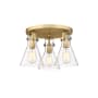 Innovations Lighting Newton Cone 3 Light 20" Wide Semi-Flush Ceiling Fixture Brushed Brass / Seedy