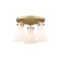 Innovations Lighting Newton Cone 3 Light 20" Wide Semi-Flush Ceiling Fixture Brushed Brass / Matte White