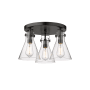 Innovations Lighting Newton Cone 3 Light 20" Wide Semi-Flush Ceiling Fixture Matte Black / Clear