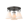 Innovations Lighting Newton Cone 3 Light 20" Wide Semi-Flush Ceiling Fixture Matte Black / Matte White