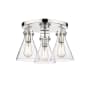 Innovations Lighting Newton Cone 3 Light 20" Wide Semi-Flush Ceiling Fixture Polished Nickel / Clear