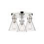 Innovations Lighting Newton Cone 3 Light 20" Wide Semi-Flush Ceiling Fixture Polished Nickel / Seedy