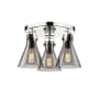 Innovations Lighting Newton Cone 3 Light 20" Wide Semi-Flush Ceiling Fixture Polished Nickel / Plated Smoke