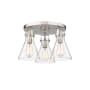 Innovations Lighting Newton Cone 3 Light 20" Wide Semi-Flush Ceiling Fixture Satin Nickel / Clear