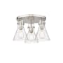 Innovations Lighting Newton Cone 3 Light 20" Wide Semi-Flush Ceiling Fixture Satin Nickel / Seedy