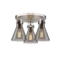 Innovations Lighting Newton Cone 3 Light 20" Wide Semi-Flush Ceiling Fixture Satin Nickel / Plated Smoke