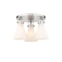 Innovations Lighting Newton Cone 3 Light 20" Wide Semi-Flush Ceiling Fixture Satin Nickel / Matte White