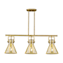 Innovations Lighting Newton Cone 3 Light 42" Wide Linear Pendant Brushed Brass / Mercury