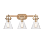 Innovations Lighting Cone 3 Light 27" Wide Vanity Light Brushed Brass / Clear