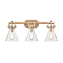 Innovations Lighting Newton Cone 3 Light 27" Wide Vanity Light Brushed Brass / Clear