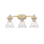 Innovations Lighting Newton Cone 3 Light 27" Wide Vanity Light Brushed Brass / Seedy
