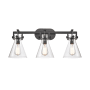 Innovations Lighting Cone 3 Light 27" Wide Vanity Light Matte Black / Clear