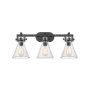 Innovations Lighting Newton Cone 3 Light 27" Wide Vanity Light Matte Black / Seedy