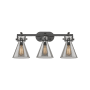 Innovations Lighting Newton Cone 3 Light 27" Wide Vanity Light Matte Black / Plated Smoke