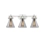 Innovations Lighting Newton Cone 3 Light 27" Wide Vanity Light Polished Nickel / Plated Smoke