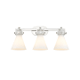 Innovations Lighting Newton Cone 3 Light 27" Wide Vanity Light Polished Nickel / Matte White