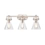 Innovations Lighting Cone 3 Light 27" Wide Vanity Light Brushed Satin Nickel / Clear