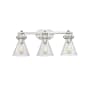 Innovations Lighting Newton Cone 3 Light 27" Wide Vanity Light Satin Nickel / Seedy
