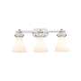 Innovations Lighting Newton Cone 3 Light 27" Wide Vanity Light Satin Nickel / Matte White