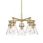Innovations Lighting Newton Cone 5 Light 26" Wide Chandelier Brushed Brass / Clear