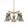 Innovations Lighting Newton Cone 5 Light 26" Wide Chandelier Brushed Brass / Plated Smoke