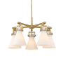 Innovations Lighting Newton Cone 5 Light 26" Wide Chandelier Brushed Brass / Matte White
