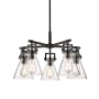 Innovations Lighting Newton Cone 5 Light 26" Wide Chandelier Matte Black / Clear