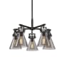 Innovations Lighting Newton Cone 5 Light 26" Wide Chandelier Matte Black / Plated Smoke