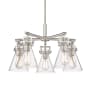 Innovations Lighting Newton Cone 5 Light 26" Wide Chandelier Satin Nickel / Seedy