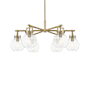 Innovations Lighting Newton Sphere 6 Light 26" Wide Chandelier Brushed Brass / Clear