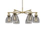 Innovations Lighting Newton Bell 6 Light 26" Wide Chandelier Brushed Brass / Light Smoke