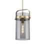 Innovations Lighting Pilaster 9" Wide Mini Pendant Brushed Brass / Plated Smoke