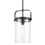Innovations Lighting Pilaster 9" Wide Mini Pendant Matte Black / Clear